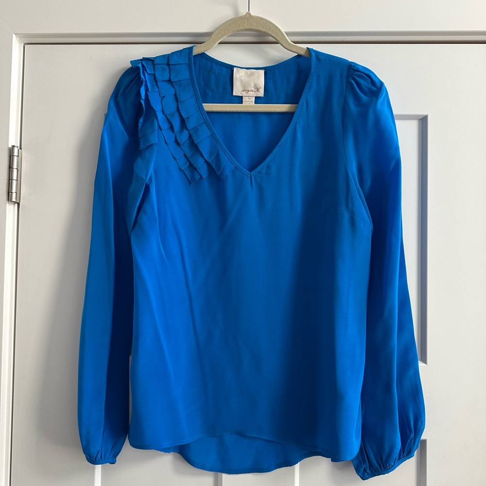 100% Silk Blouse with Ruffle Detail